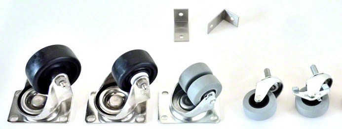 An assortment of accessory casters to choose from, stainless steel exterior casters or bright metal casters for indoors
